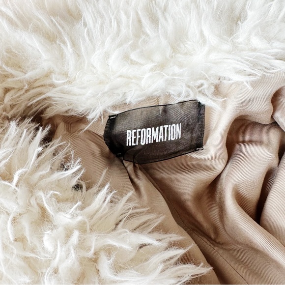 Reformation Teddy Faux Fur Jacket / White Fuzzy Coat - Picture 9 of 10